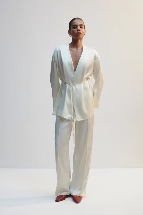 Classic satin pearl trousers