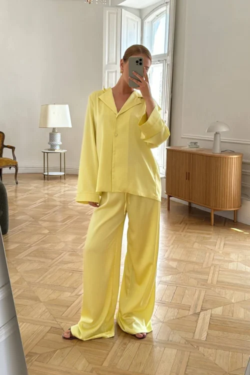 Lemon satin shirt