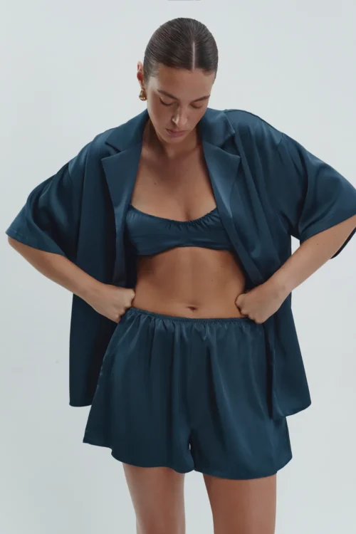 Aqua satin shorts